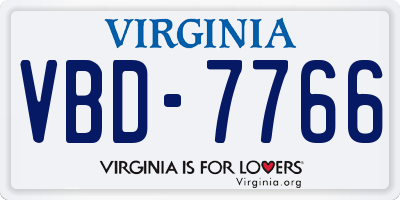 VA license plate VBD7766