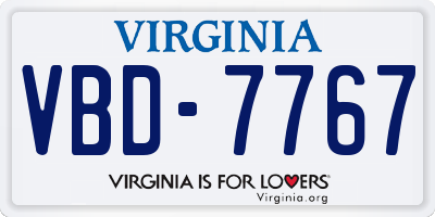 VA license plate VBD7767