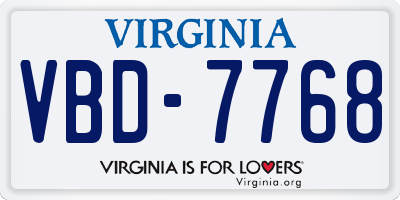 VA license plate VBD7768