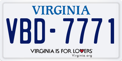 VA license plate VBD7771