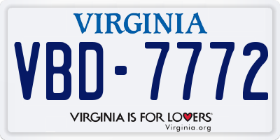 VA license plate VBD7772