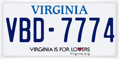 VA license plate VBD7774