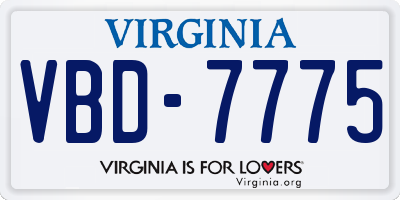 VA license plate VBD7775