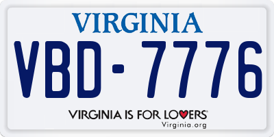 VA license plate VBD7776
