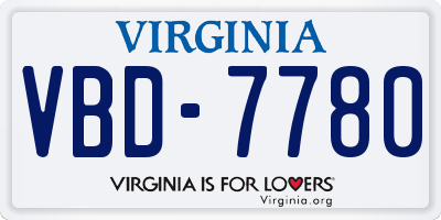 VA license plate VBD7780
