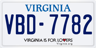 VA license plate VBD7782