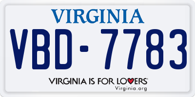 VA license plate VBD7783