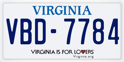 VA license plate VBD7784