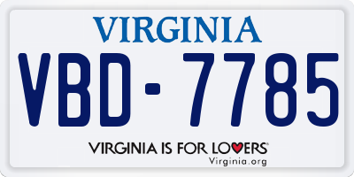 VA license plate VBD7785