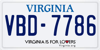 VA license plate VBD7786