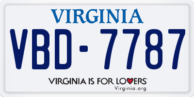 VA license plate VBD7787