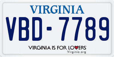 VA license plate VBD7789
