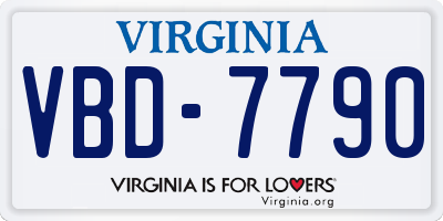 VA license plate VBD7790
