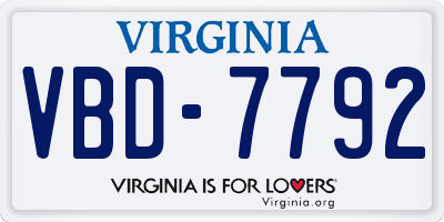 VA license plate VBD7792