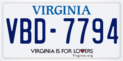 VA license plate VBD7794