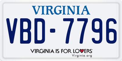 VA license plate VBD7796