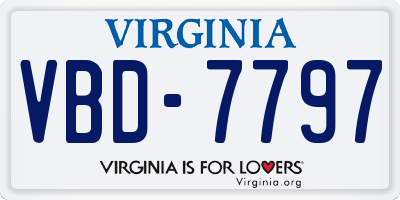 VA license plate VBD7797