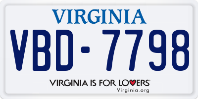 VA license plate VBD7798