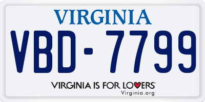 VA license plate VBD7799