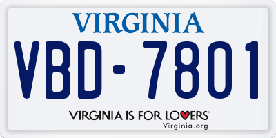 VA license plate VBD7801