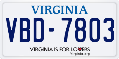 VA license plate VBD7803