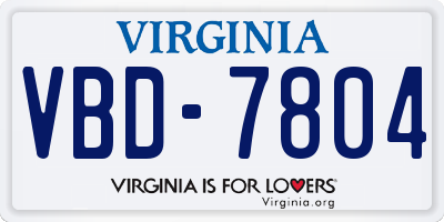 VA license plate VBD7804