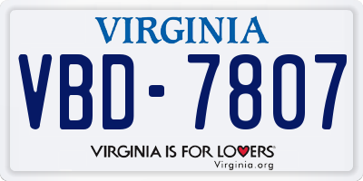 VA license plate VBD7807