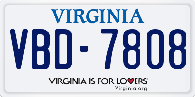 VA license plate VBD7808