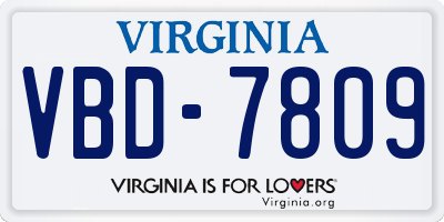 VA license plate VBD7809
