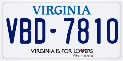 VA license plate VBD7810