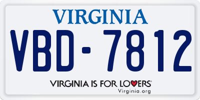 VA license plate VBD7812
