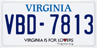 VA license plate VBD7813