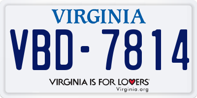 VA license plate VBD7814