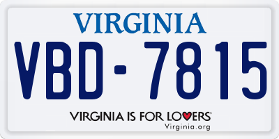 VA license plate VBD7815