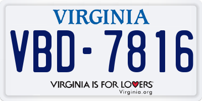 VA license plate VBD7816