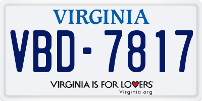 VA license plate VBD7817