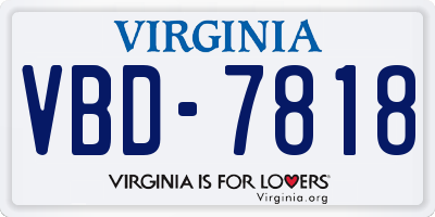 VA license plate VBD7818