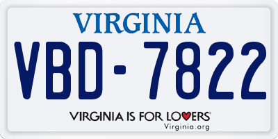 VA license plate VBD7822
