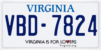 VA license plate VBD7824