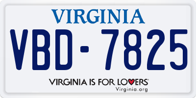 VA license plate VBD7825