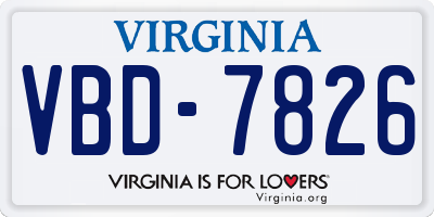 VA license plate VBD7826