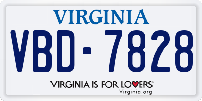 VA license plate VBD7828