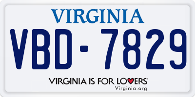 VA license plate VBD7829