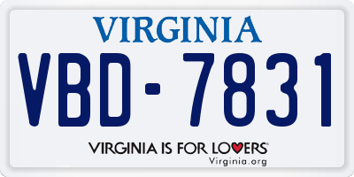 VA license plate VBD7831