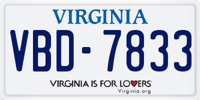 VA license plate VBD7833