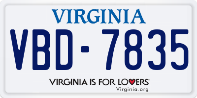 VA license plate VBD7835
