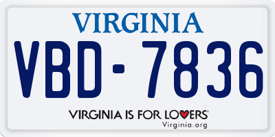 VA license plate VBD7836