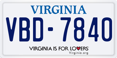 VA license plate VBD7840