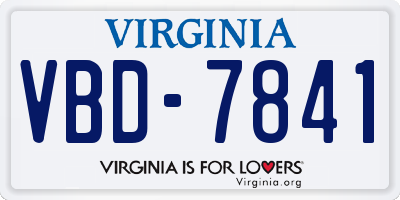VA license plate VBD7841