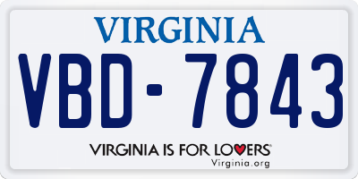 VA license plate VBD7843